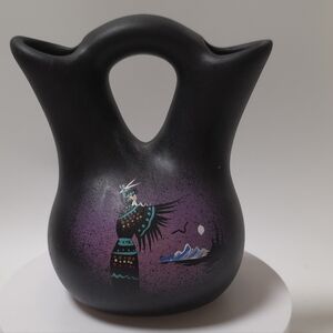 Vintage Navajo Wedding Vase Artist Signed "Mystic Maiden'" Artistry Moon Light